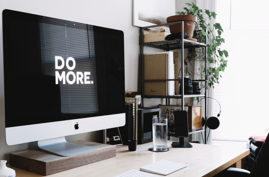 desk top with "do more" on screen