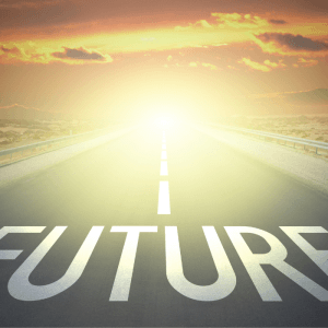 the word the future against horizon