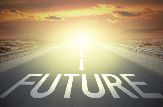 the word the future against horizon