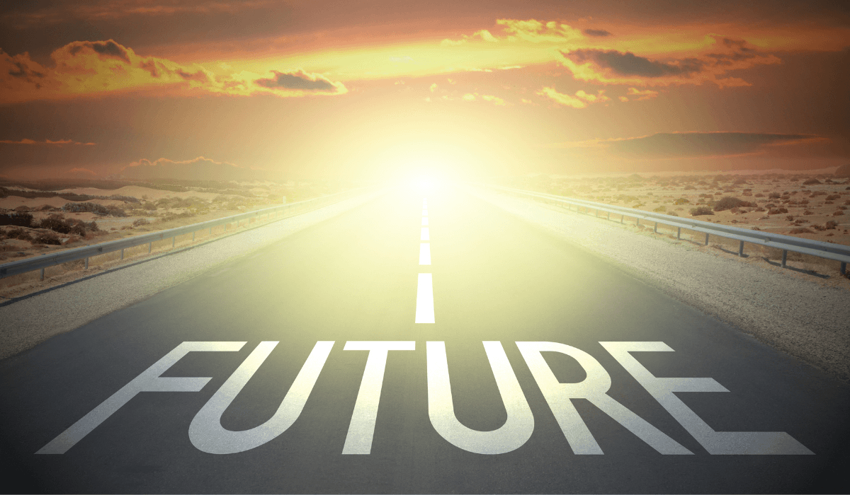 the word the future against horizon
