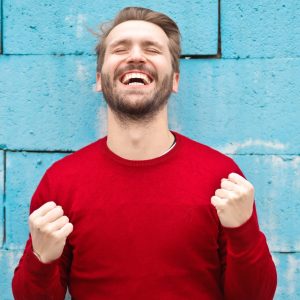 man wearing red shirt