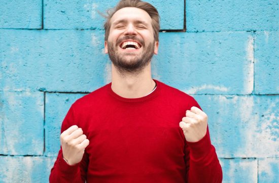 man wearing red shirt