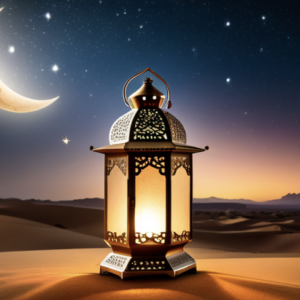 Ramadan lamp and new moon