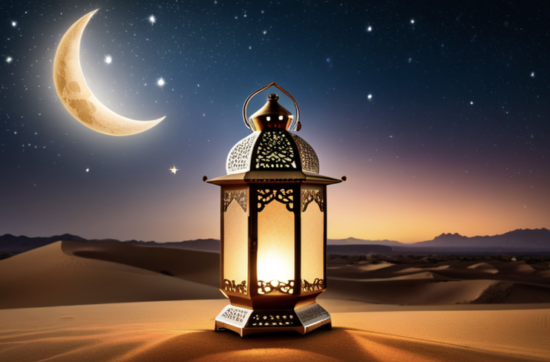 Ramadan lamp and new moon