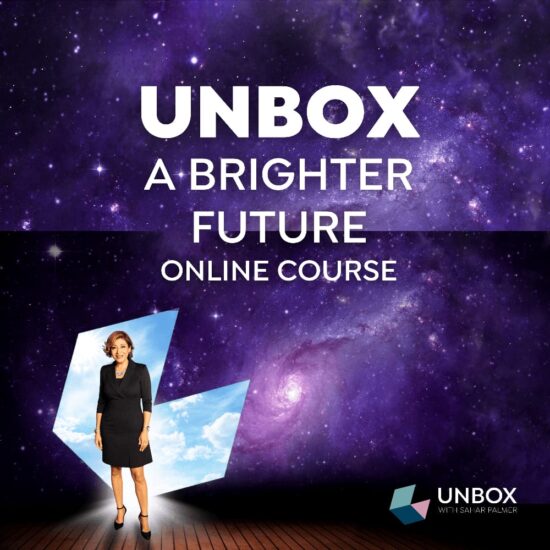 digital illustration of Unbox A Brighter Future with Sahar online course with Sahar coming out of the box; against a background of the cosmos digital illustration of Unbox A Brighter Future with Sahar online course with Sahar coming out of the box; against a background of the cosmos
