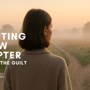 Woman standing at a crossroads at dawn symbolising life decisions and new chapters