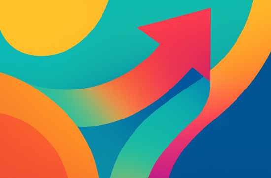 Abstract digital illustration with bright gradients and flowing shapes symbolising mental shift, perspective change, and transformation