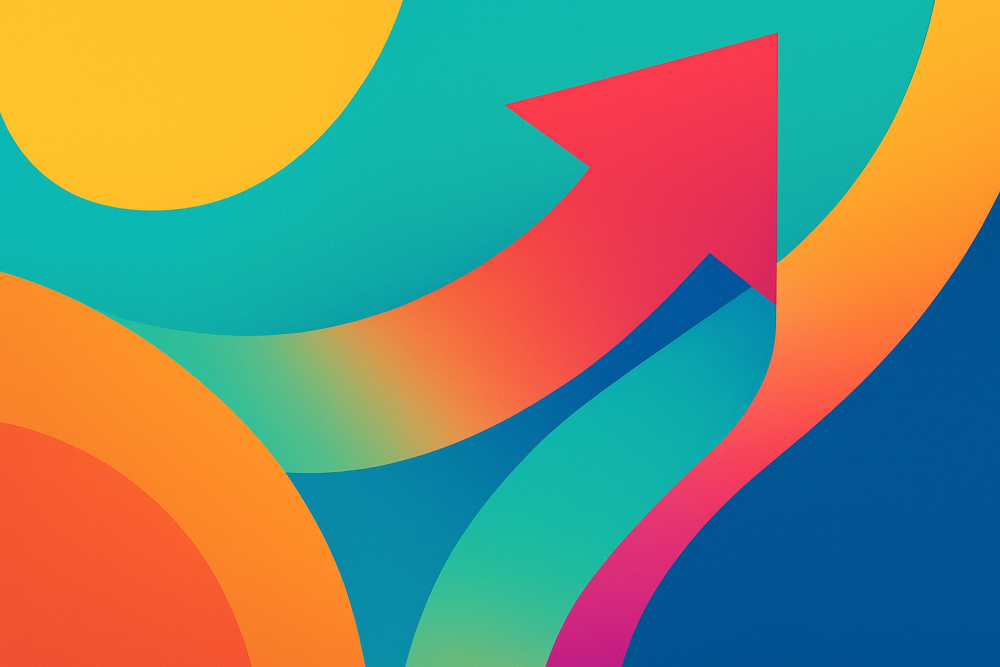 Abstract digital illustration with bright gradients and flowing shapes symbolising mental shift, perspective change, and transformation