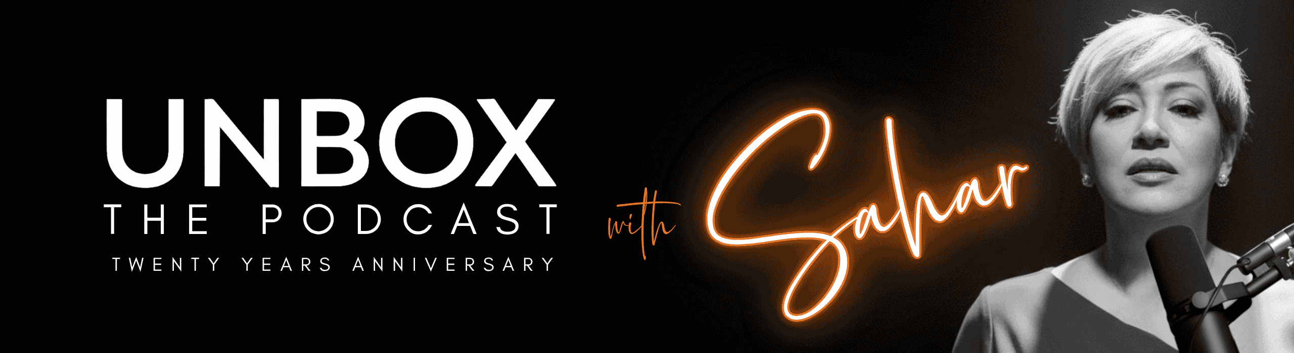 Sahar Huneidi Palmer, host of Unbox The Podcast, celebrating twenty years of inspiring conversations on self-growth, intuition, and authentic living
