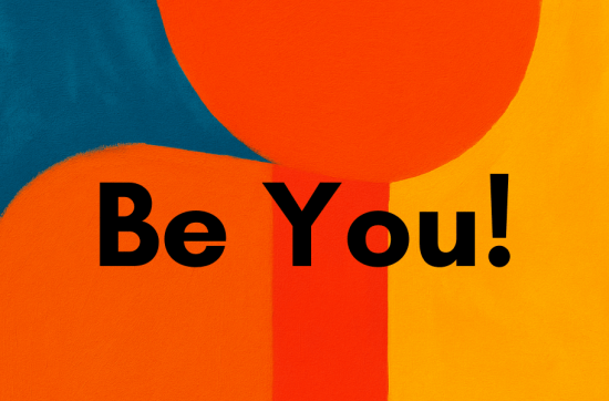 Abstract digital painting in bold contemporary colours symbolising courage and transformation. The image features large organic shapes in deep blue, vivid orange, bright red, and golden yellow, blending together with textured brushstrokes to evoke energy, balance, and emotional strength.