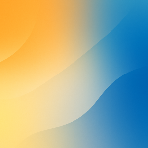 A modern abstract image with smooth curved shapes blending warm yellows and oranges into cool blue gradients, creating a calm and balanced visual effect.