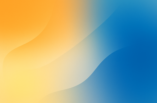 A modern abstract image with smooth curved shapes blending warm yellows and oranges into cool blue gradients, creating a calm and balanced visual effect.