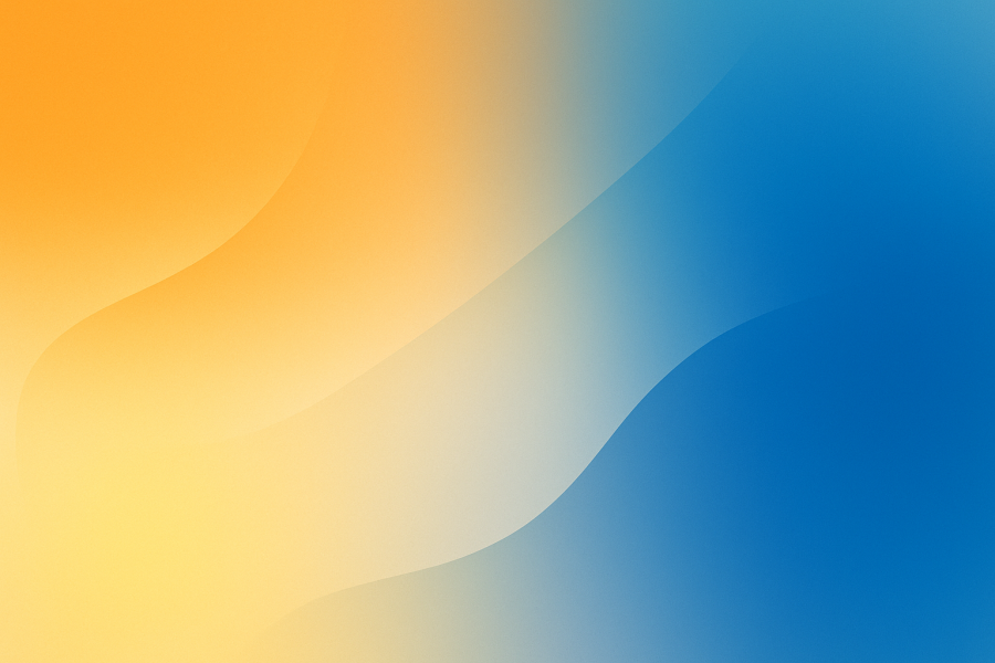 A modern abstract image with smooth curved shapes blending warm yellows and oranges into cool blue gradients, creating a calm and balanced visual effect.