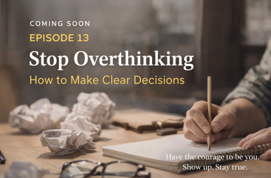 blog image for saharhuneidei.com announcing episode of Unbox The Podcast on decision making OF Person sitting quietly by a window reflecting on a decision, representing clarity and overcoming overthinking