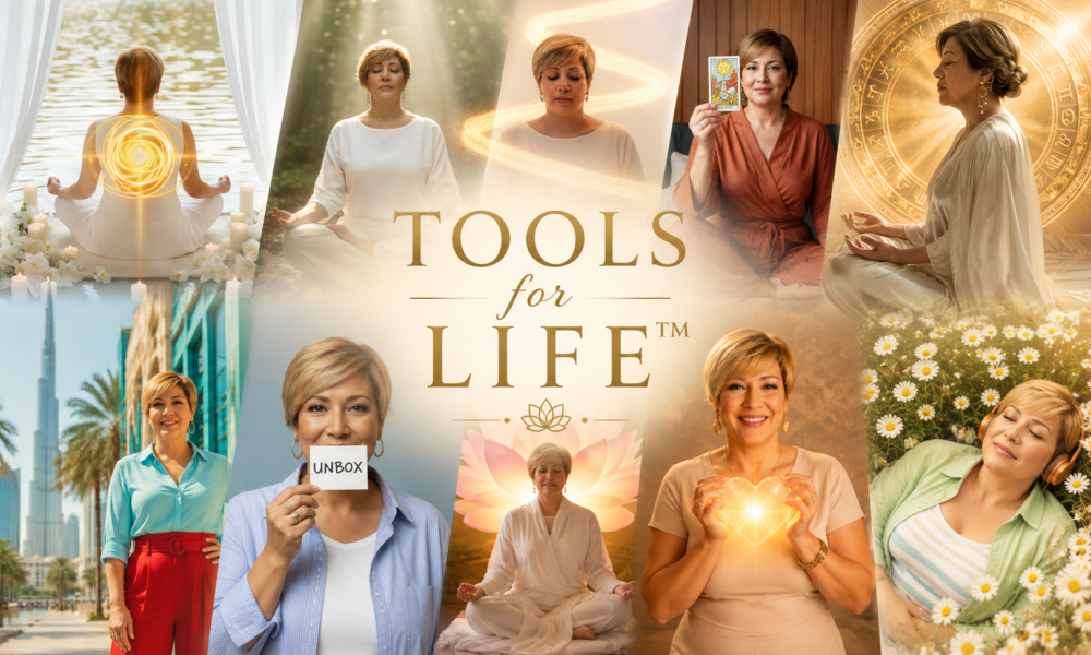 Tools for Life™ practical self-awareness tools, guided meditations, affirmation cards, Tarot resources, intuition development, and personal growth exercises by Sahar Huneidi.