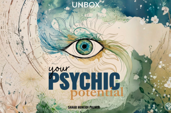 Illustrated Unbox Your Psychic Potential cover with a central eye, teal and gold artwork, designed to help strengthen your intuition